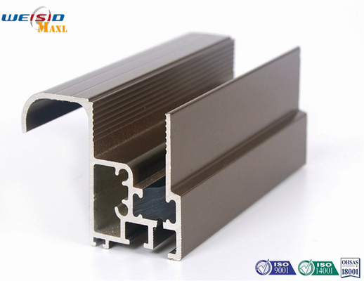 Aluminum Construction Profiles Sliding Windows With Coffee Powder Coated / Double Glazed